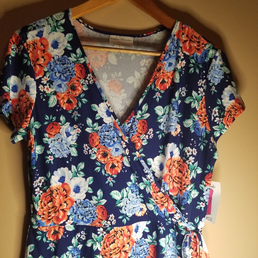 FLORAL FAUX WRAP DRESS - Picture 3 of 4